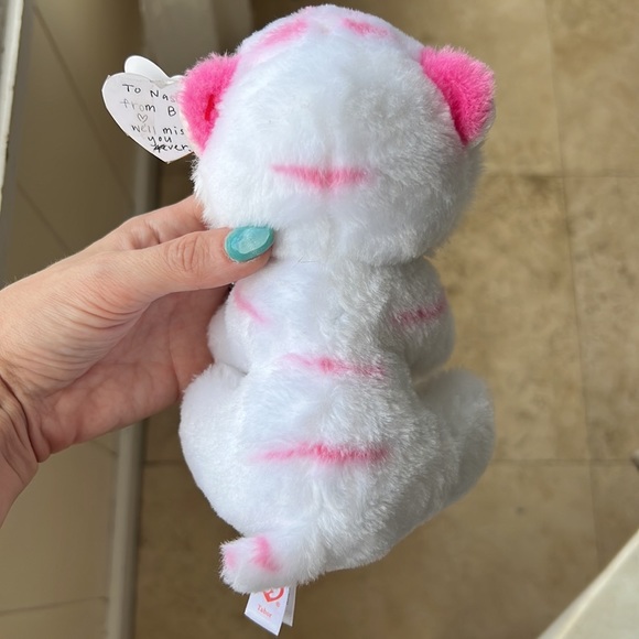 TY Beanie Baby Babies White Tiger Tabor Sparkle Pink Big Eyes Plush - Picture 10 of 10